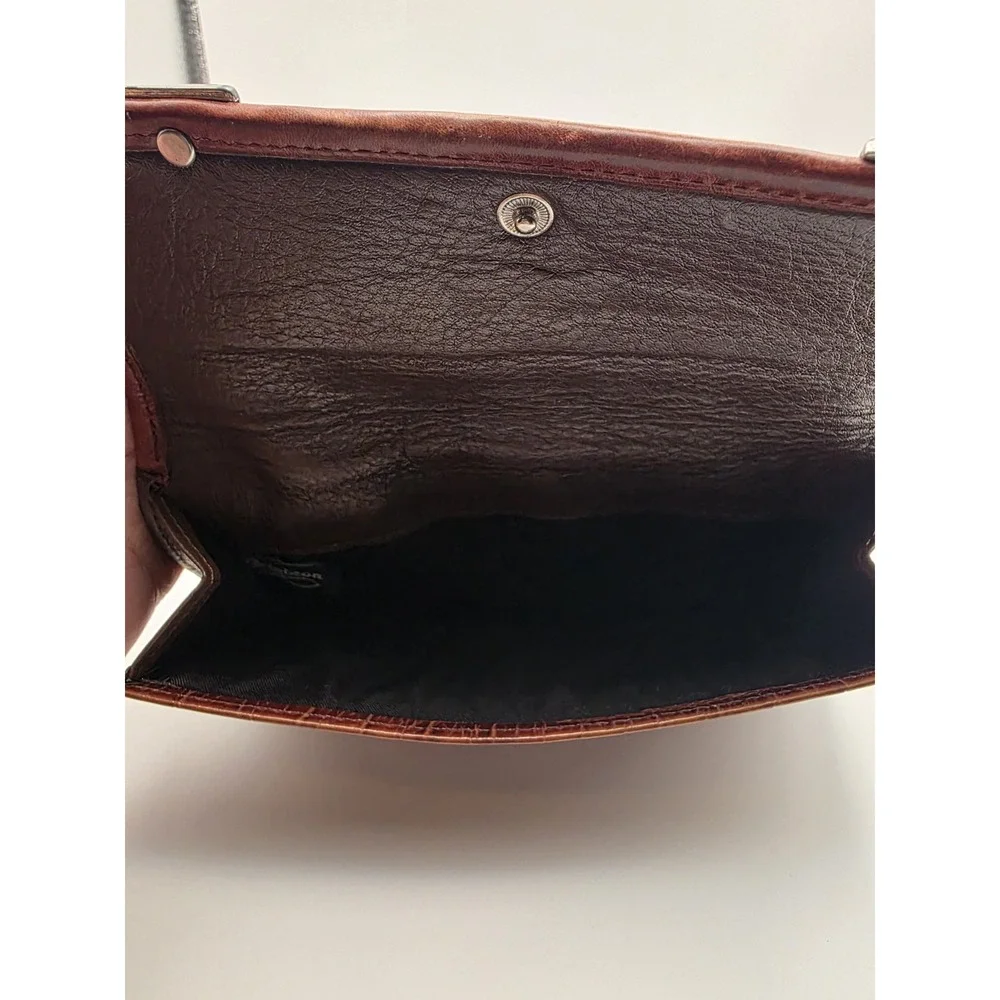 Vintage 90's-2000's Brighton Brown Aligator Weave Billfold Wallet
